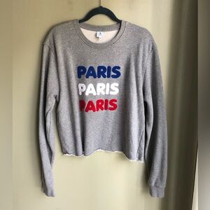 Tour Eiffel Womens Sweatshirt Large Gray Paris Raised Rug Graphic Pullover